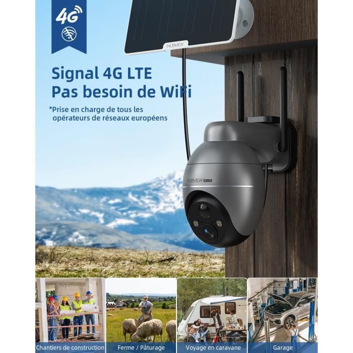 4G Lte Camera Exterieur Sans Fil Solaire Avec Carte Sim Et Sd, 2K Hd — free download