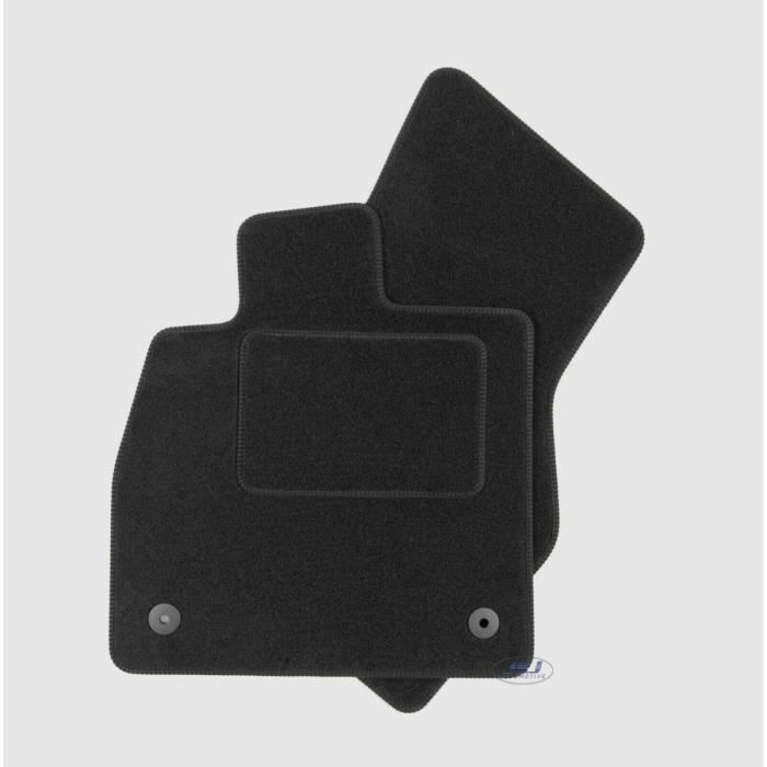 J&J Automotive Tapis De Sol Sur Mesure Citroën C4 2011-2018 – 4 Pièces Velours Noir Logo, Antidérapants, Renfort Talon Conducteur, Protection Complète Toute Saison