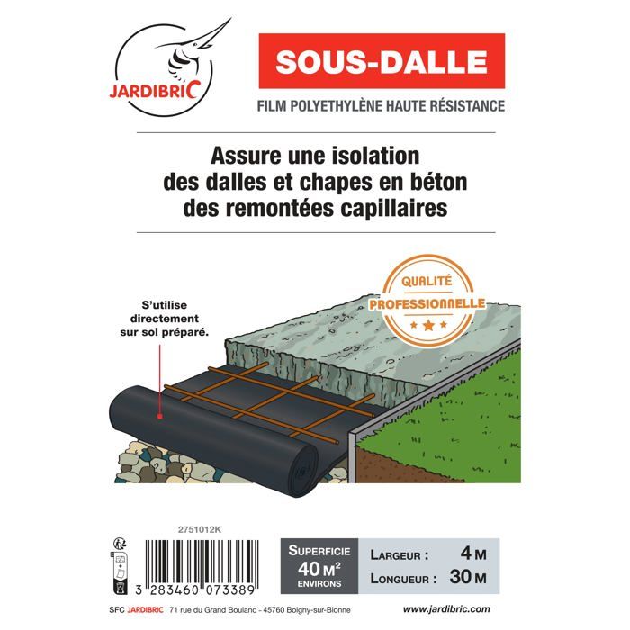 Jardibric - Film d'Étanchéité sous-dalle 4 x 30 m en Polyéthylène