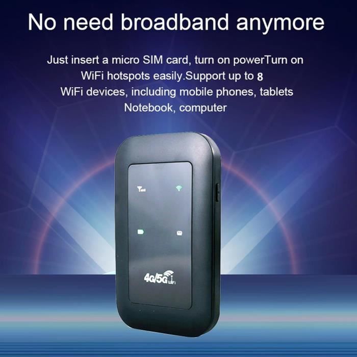 FOLOSAFENAR Routeur WiFi 4G Portable Dongle SIM – Batterie 2100 MAh – 150 Mbps – Jusqu’à 15 Appareils