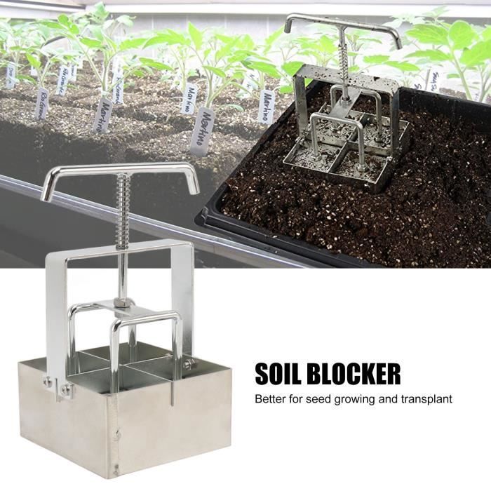 Presse Motte Manuel - Bloqueur Terre 5x5cm - Avec Semoir Et Gants - Pour Semis Et Repiquage - Jardinage