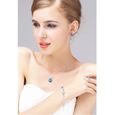 LCC® Collier/pendentif  femme argent classique goutte d'eau cristal Swarovski plaqué Or blanc-pierre bleu élégant - cadeau tendance-2