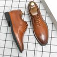 Chaussures de ville homme-Classique de la mode- Brun-2