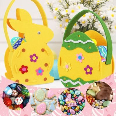 Paniers Pâques En Feutre LIHAO - 4 Sacs Mignons Lapin & Œufs - Chasse Aux Œufs, Décoration