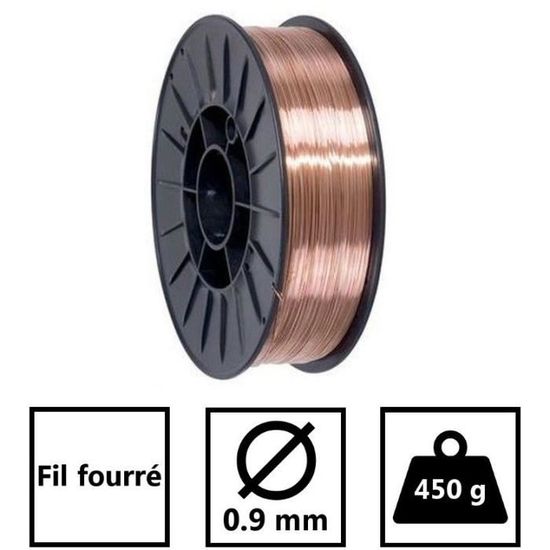Bobine De Fil A Souder Soudure Acier Sans Gaz Ø 0,9 mm 450 Gr Professionnel Bobine De Fil A Souder Soudure Acier Sans Gaz Ø 0,9 mm 450 Gr Professionnel