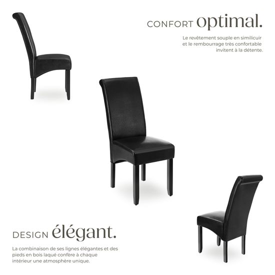CHAISE - TECTAKE - Lot de 6 chaises de salle à manger JEANNE en aspect