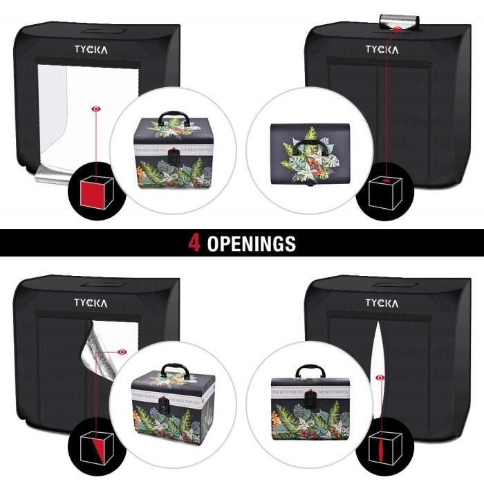 TYCKA Boite de Photo Studio 80x80x80cm 31.5x31.5x31.5 Pouces Tente de Shooting Pliable avec 5500K lumieres LED Boite de Lumie Cdiscount Appareil Photo