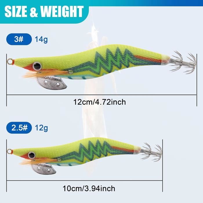 Leurre Pêche En Mer Jigging Lot De 5 Leurres Lumineux Pour Pêche En Mer - Crevettes/calmars 9,5cm 6g, Hameçon 4/0 Leurre Lumineux Pour Calmar