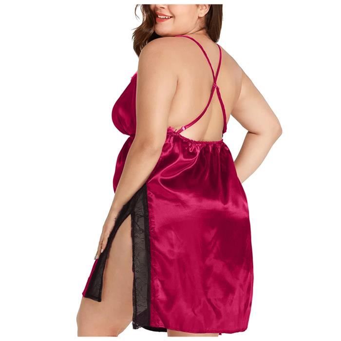 Nuisette Chemise de nuit sexy en dentelle pour femme de grande
