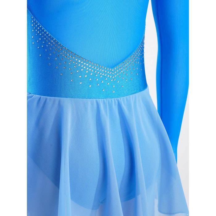 Justaucorps Patinage Artistique Fille Sans Manches Avec Strass – Robe Gymnastique