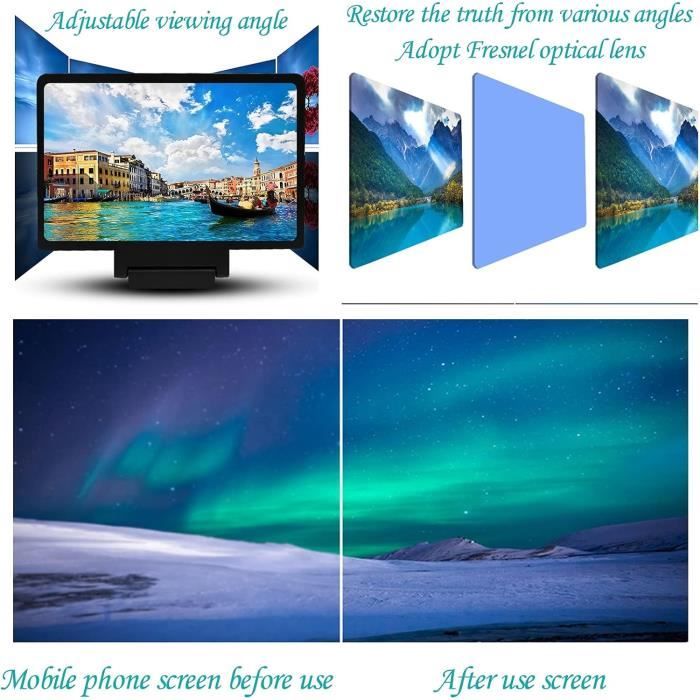 Sevitini Agrandisseur D'Écran Téléphone 16 Pouces – Loupe HD Portable Pour Smartphone, Amplificateur 3-4x Anti-Fatigue – Idéal Films, Vidéos Et Lecture (Blanc)