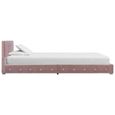 BINGO- Lit adulte Strucutre de lit Cadre à Lattes sur Pied avec matelas Rose Velours 90 x 200 cm#7026-3