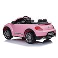 Voiture électrique pour enfants Volkswagen Beetle, 12 Volt, 1 Siège(s), Siège en similicuir, Roues en caoutchouc EVA, Rose-3