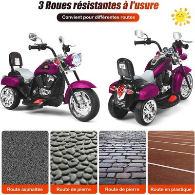 Moto Électrique Enfant 3+ Ans Avec Machine à Bulles – Phares LED, Musique Et Klaxon, Marche Avant/Arrière 2,5 Km/h, Charge 30 Kg (Rouge)