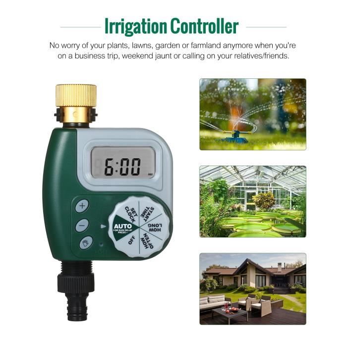 Programmateur Arrosage WiFi 2 Voies Johgee | Contrôle Appli, Voix Alexa/Google | Mode Pluie, Manuel | Jardin Intelligent