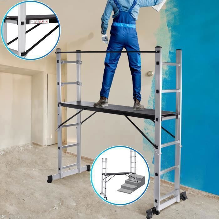 Mini-échafaudage Roulant En Aluminium MetalTech - Capacité 600 Lb - 3 Niveaux