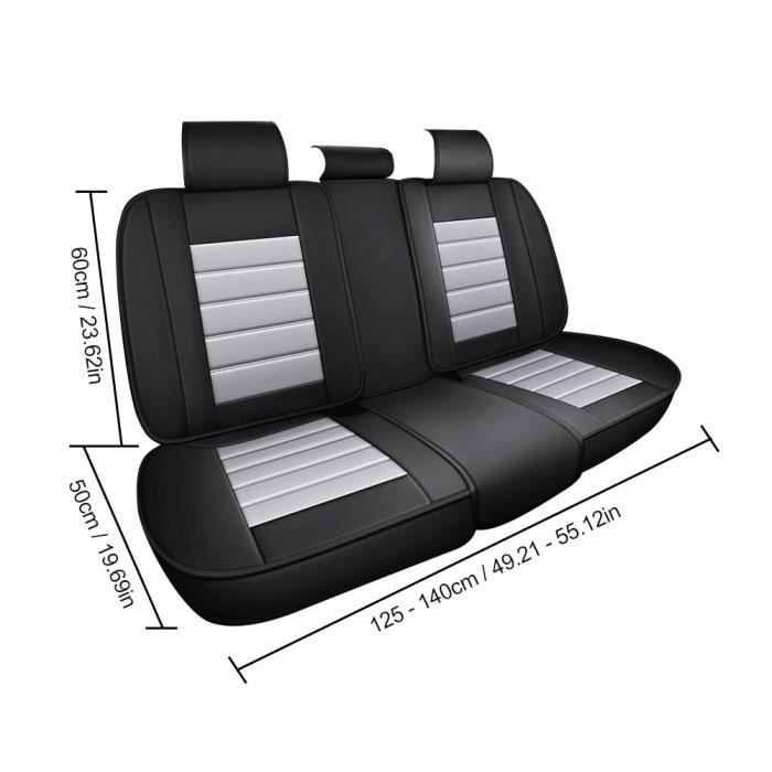 Housses De Siège Auto 5 Places Universelles - Simili Cuir PU Rouge Avec Appui-tête - Protection Facile à Nettoyer