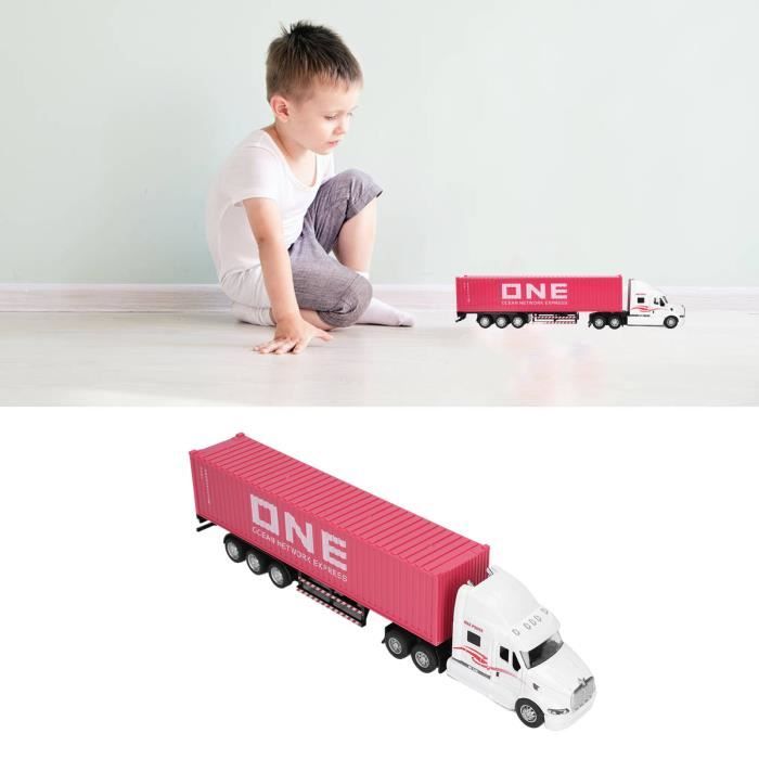 Camion Jouet Rouge SUNGOOYUE Camion Conteneur 1:48 Modèle Jouet Enfant - Haute Simulation Avec Porte Ouvrable (Rouge