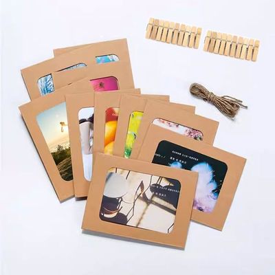 30 Cadres Photo En Carton à Monter Soi-même – 15,5 X 11,5 Cm – Avec Ficelle Et Clips En Bois – Décoration Murale DIY