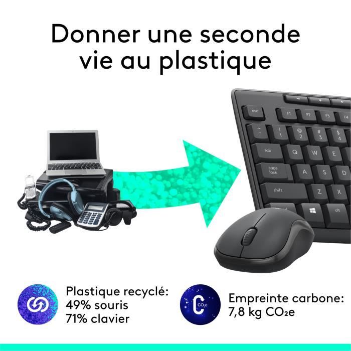 Ensemble Clavier/Souris Sans Fil Moojay - Rechargeable USB-C - Ergonomique Avec Repose-Poignet - Noir