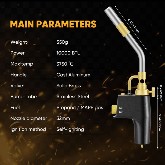 Kudoo Soudage Torche De Pulvérisation Chalumeau à Flamme Bleue 1300 Tête