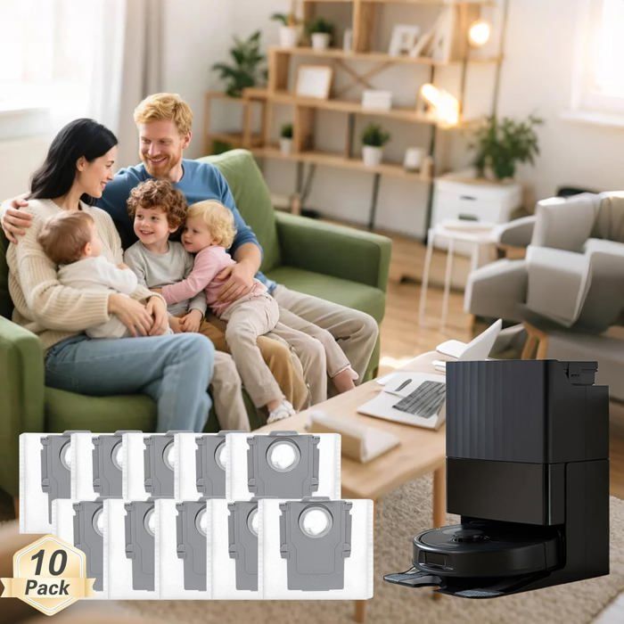 Lot De 10 Sacs à Poussière 3,3L Pour Roborock Q Revo / S8 MaxV Ultra - Filtre 4 Couches, Compatible Aspirateur Robot