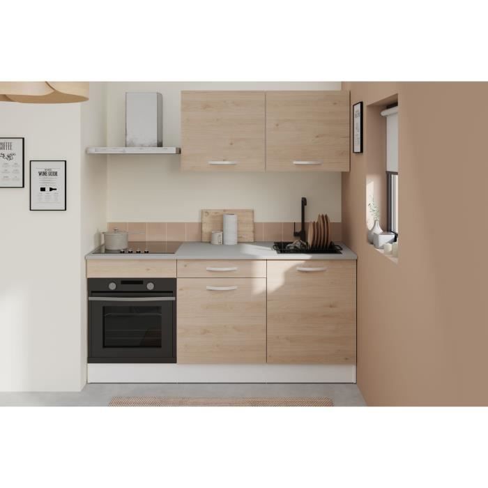 Cuisine complète OSLO - L 180cm - Chêne - Plan de travail inclus