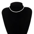 Colliers en perles blanches et noires séparables pour femme, petits bijoux ras du cou, 2 couches, coquillages SGL4375-0