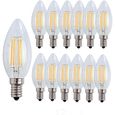 12X E14 Forme Bougie LED 4W Filament Ampoule LED Lampe Blanc Chaud 2700k Lampe 400LM Non Dimmable AC220-240V-0