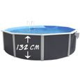 TOI Piscine hors sol ronde Magnum compact - 350  x  132  cm - Gris anthracite (Kit complet piscine, Filtre, Skimmer et échelle)-0