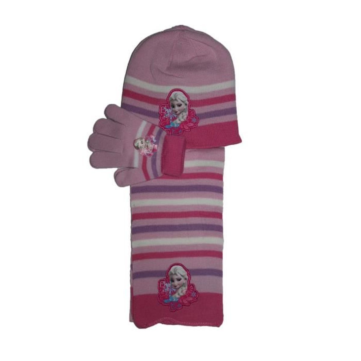 Ensemble Bonnet Écharpe Gants NATUST - Hiver Chaud - Tricot Épais - Violet - Taille Unique