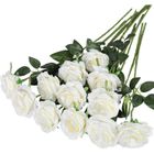 Fleurs Artificielles - XVX - 12 Roses Blanches - Soie - 21 pouces - Aspect Réaliste
