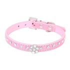 FOXNOVO Deux rangées Strass Décor Fleur clouté souple réglable Collar Chien Chat Chiot Sécurité - Taille M (Rose)
