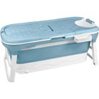 Baignoire pliable - HENGMEI - Modèle XL - Dimensions 128x62x52cm - Couleur Bleu - Avec housse et roulettes