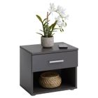 IDIMEX Table de chevet MAEL, table de nuit casier avec 1 tiroir et 1 niche, en mélaminé gris mat