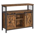 VASAGLE Buffet Cuisine, Commode, avec 2 Portes Coulissantes, 33 x 100 x 80 cm, Étagères Réglables, Marron Rustique et Noir