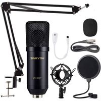 Microphone à Condensateur, ZY-007 Micro à Condensateur de Studio Cardioïde Professionnel avec Suspension Bras pour Enregistrement