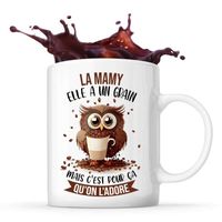 Tasse La Mamy Chouette Café | Idée Mug Cadeau Travail Humour Collègue Femme Anniversaire Noël