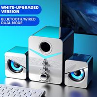 Enceintes d'ordinateur filaires Bluetooth compatibles 5.0 - Blanc - D221 - Effet sonore USB - Basses