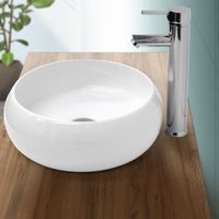 Lavabo vasque à poser salle de bain en céramique rond Ø 350 mm design moderne