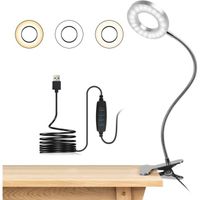 Lampe de Bureau à Pince 48 LED Flexible à 360°Lampe Lecture Clipsable 3 Modes d’Éclairage