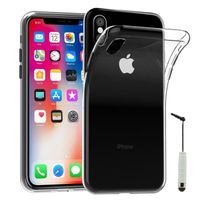 Pour Apple Iphone X 5.8"- iPhone 10- iPhone Ten : Coque Silicone gel UltraSlim et Ajustement parfai + mini Stylet - TRANSPARENT