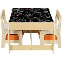 WOLTU 1 Table et 2 Chaises Enfant avec espace de rangement en MDF, 60X60X48cm