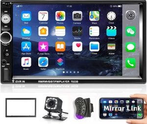 AUTORADIO noir Double Din Autoradio Bluetooth, 7'' avec écran Tactile MP5, Lecteur USB, Radio FM, Lien Miroir pour Téléphone Android,