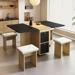 TABLE À MANGER COMPLÈTE Ensemble table à manger extensible avec 4 chaises 
