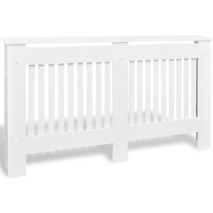Homcom Cache-radiateur Design Panneau Cabinet 112L x 19l x 81H cm MDF Blanc