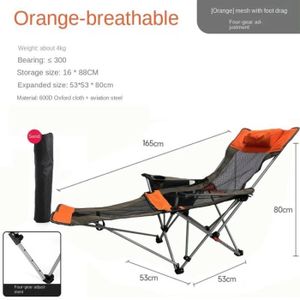 CHAISE DE CAMPING 4 blocs orange - Chaise de camping portable pliant