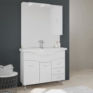 SALLE DE BAIN COMPLETE MEUBLE SALLE DE BAIN 105 CM CLASSIQUE AVEC LAVABO ET MIROIR EASY