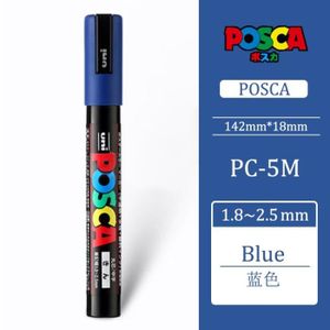 MARQUEUR Bleu - Marqueurs de peinture Uni Posca, stylos à pointe moyenne, 1.8mm 2.5mm, 17 couleurs pour l'école et le