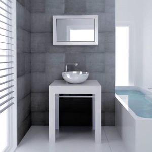 MEUBLE VASQUE - PLAN Meuble sous vasque de salle de bain 70 cm bois blanc CEDAM